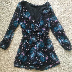 Blue Paisley Pattern Romper